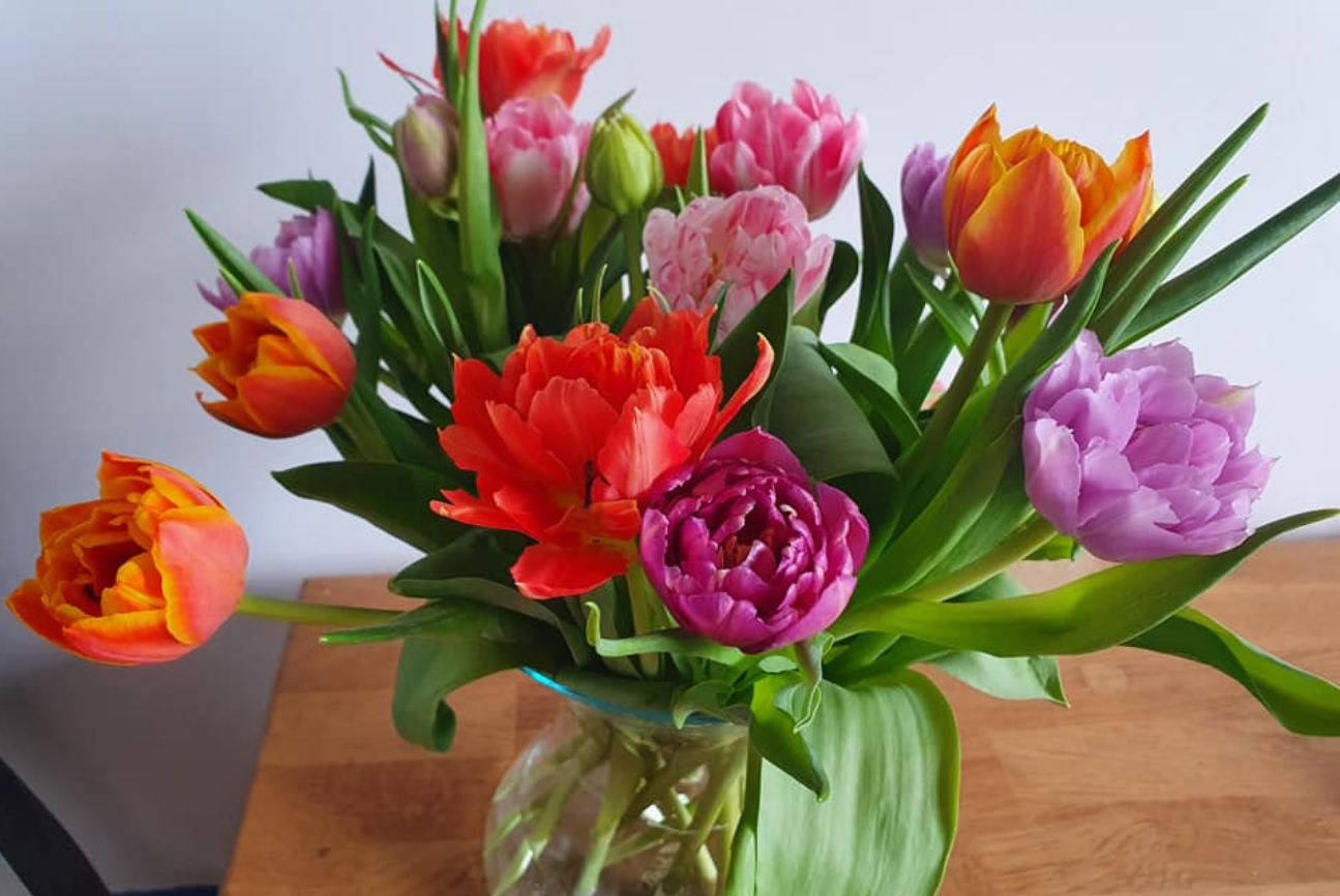 vase of flowers on table